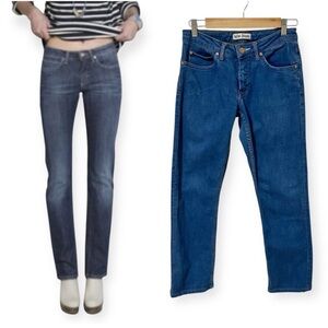 Acne Studios Hep Slim Straight Low Rise Stretch Jeans in Flash Blue size 29